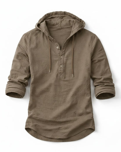 Ivo Shirt - Relaxed Linen in Brown - profile front brown