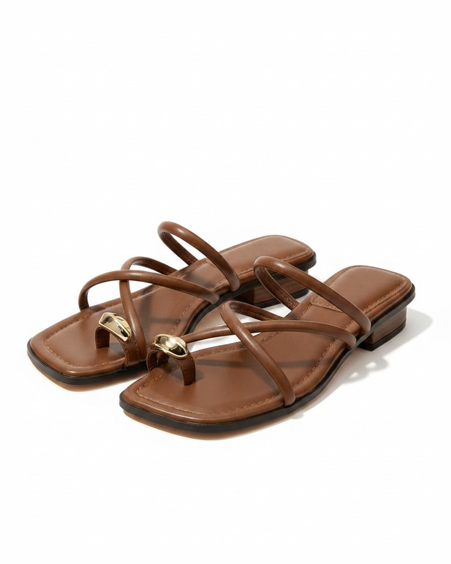 Iben Sandals - Leather in Brown - profile front brown
