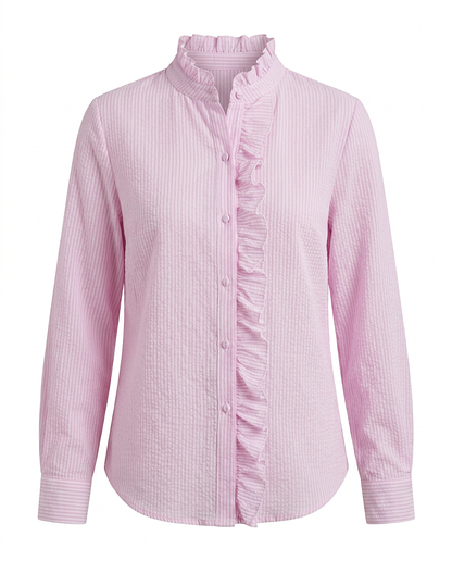 Zeno Blouse - Stand-Collar in Pink - profile front pink