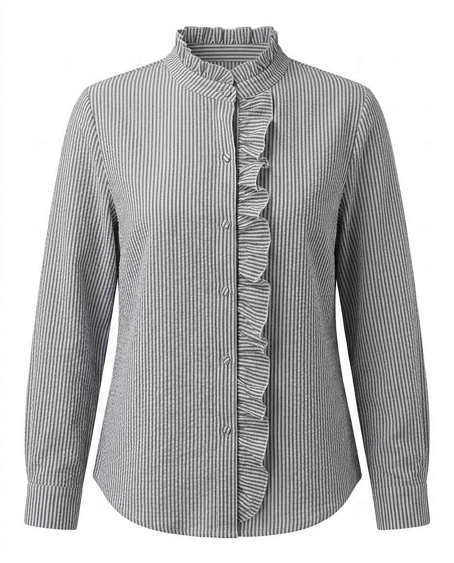 Zeno Blouse - Stand-Collar in black - profile front black