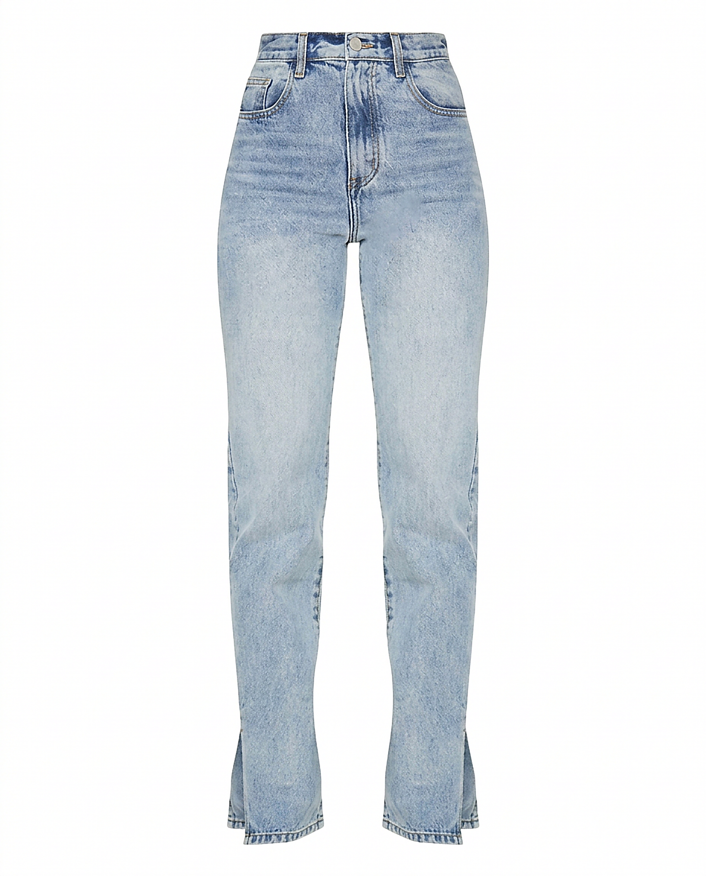 Romy Jeans - Straight-Leg High-Waist Zip Denim in Light Blue - profile front