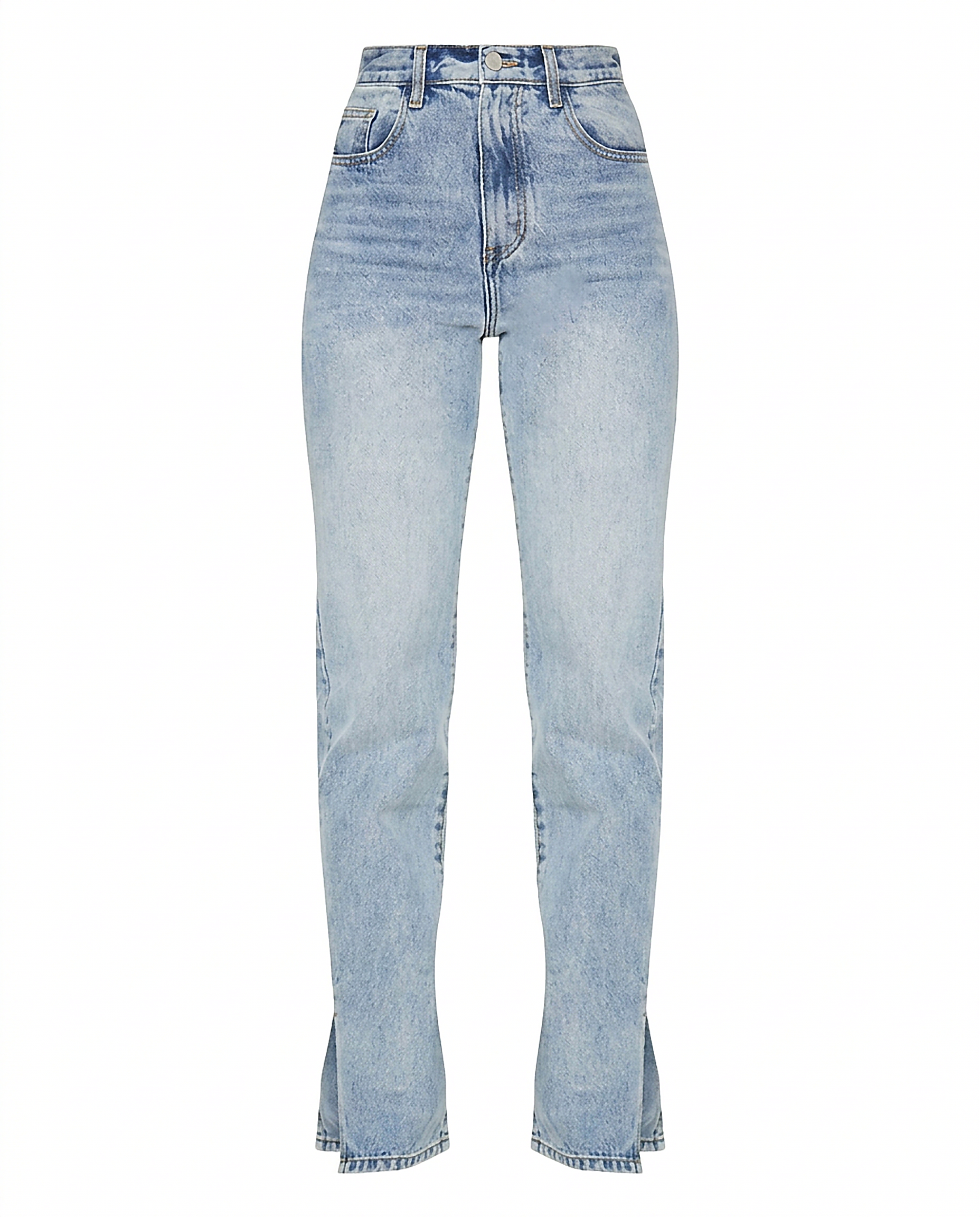 Romy Jeans - Straight-Leg High-Waist Zip Denim in Light Blue - profile front