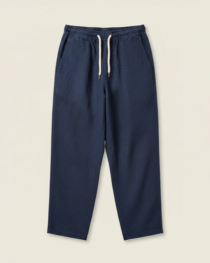 Pael Trousers - Relaxed Linen in Navy - profile front