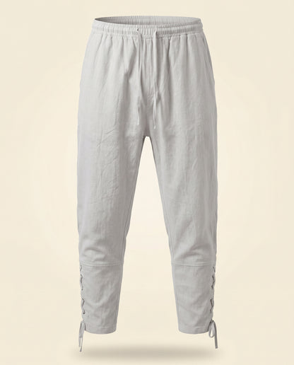 Jaan Trousers - Relaxed Linen in White - profile front