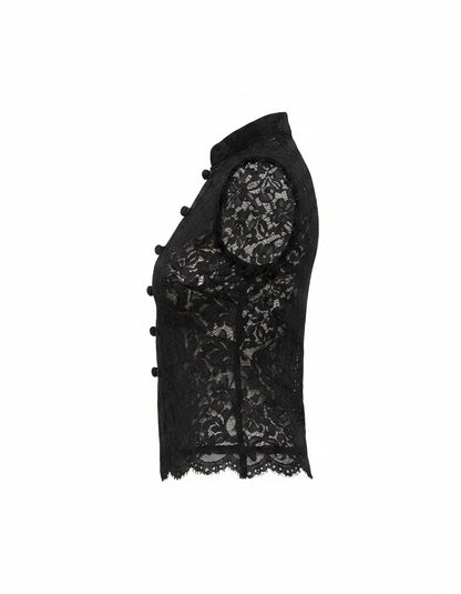 Idris Shirt - Stand-Collar in black - profile front