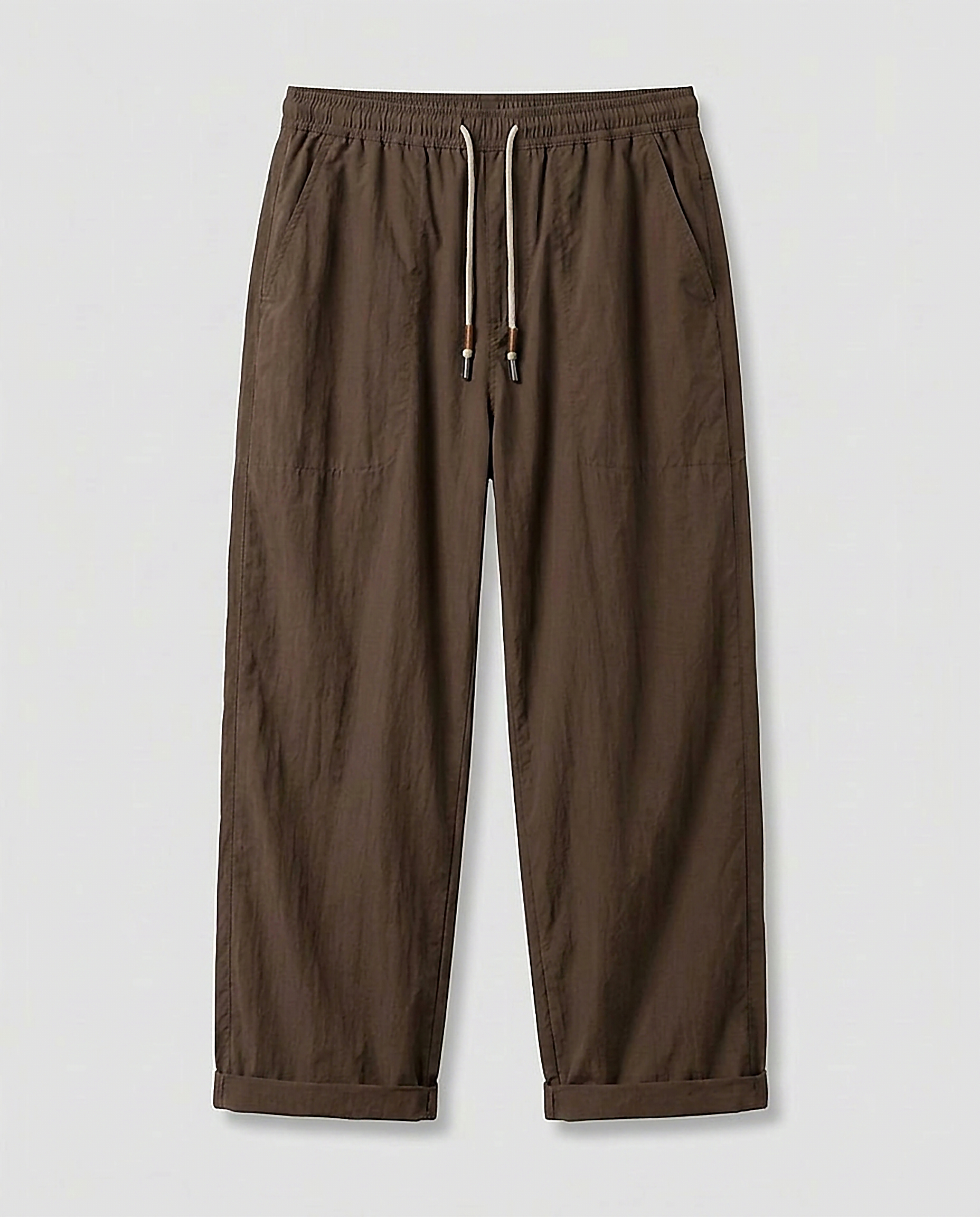 Glen Trousers - Relaxed Wide-Leg Denim in Coffee - profile front coffee