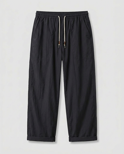 Glen Trousers - Relaxed Wide-Leg Denim in Black - profile front black