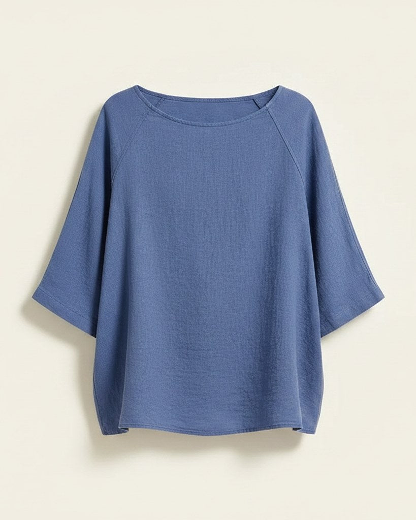 Jude Shirt - Relaxed Linen in Blue - profile front