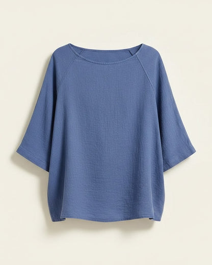 Jude Shirt - Relaxed Linen in Blue - profile front