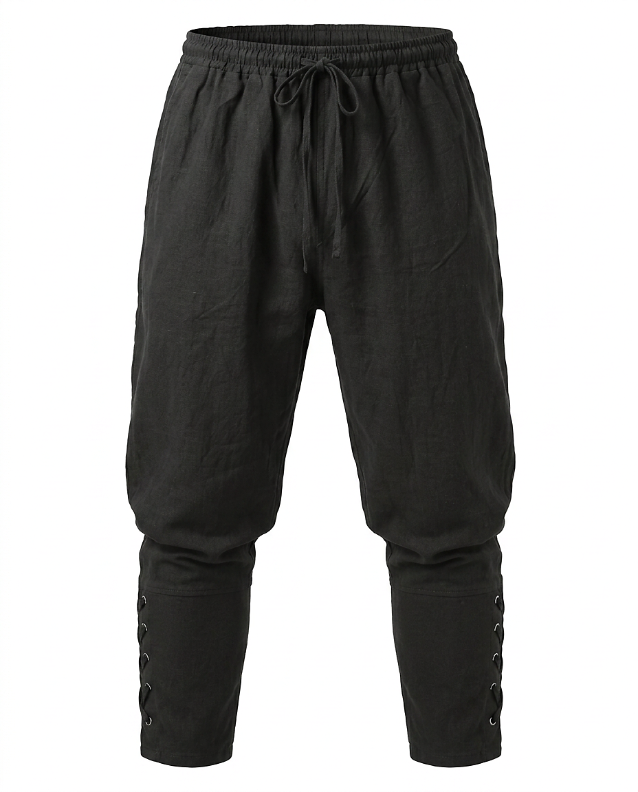 Jaan Trousers - Relaxed Linen in Black - profile front black