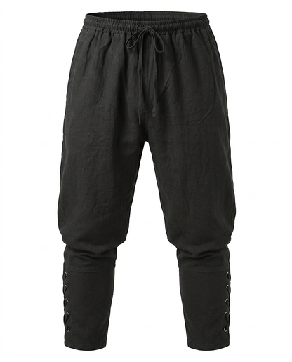 Jaan Trousers - Relaxed Linen in Black - profile front black