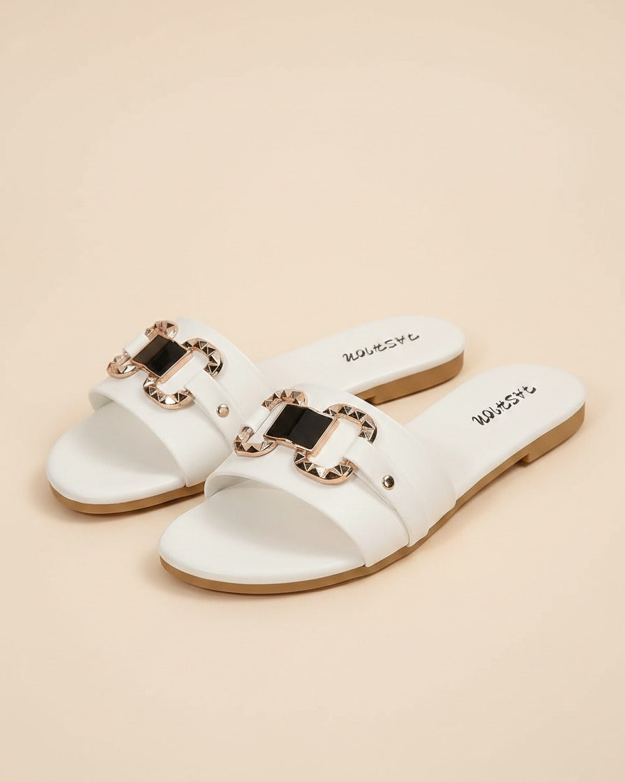 Arden Sandals - Leather in WHITE - profile front