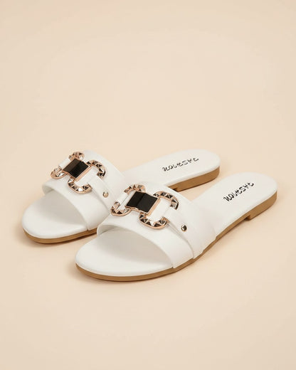 Arden Sandals - Leather in WHITE - profile front