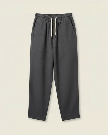 Pael Trousers - Relaxed Linen in Dark Gray - profile front dark gray
