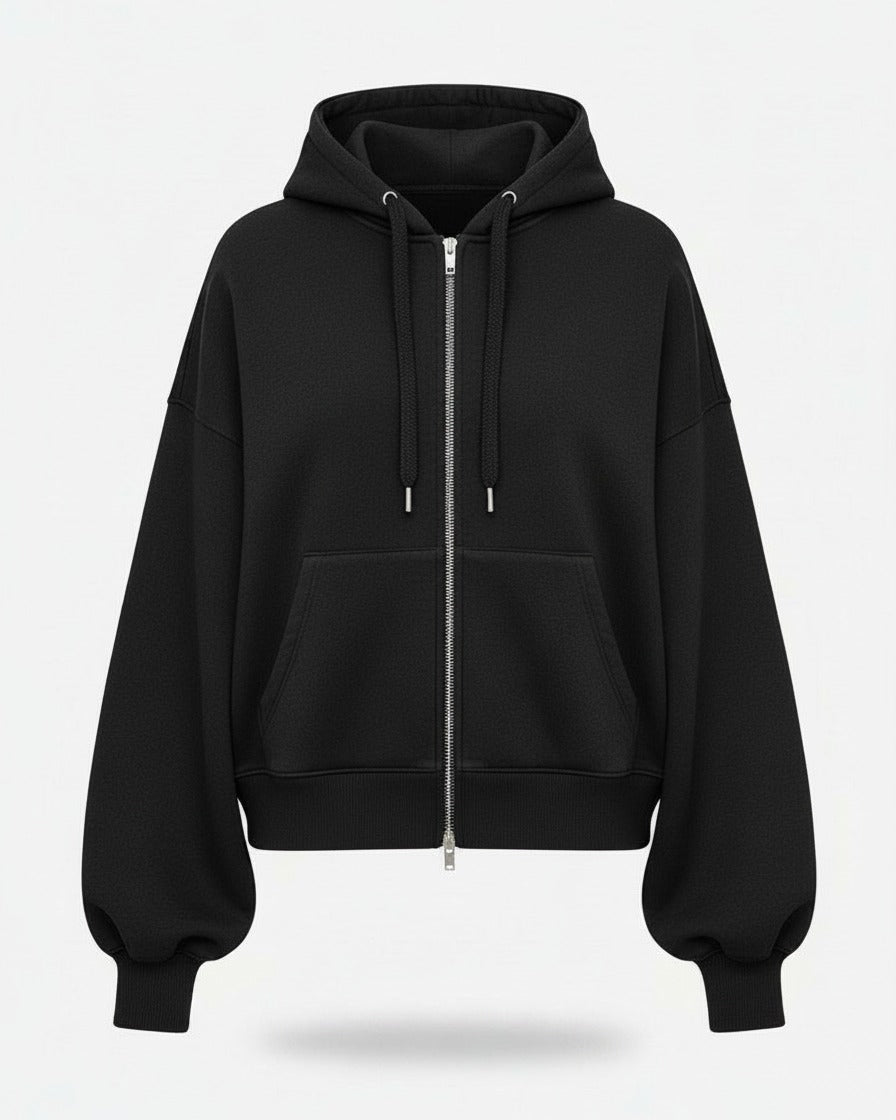 Daan Hoodie - Relaxed Zip in DarkGray - profile front darkgray