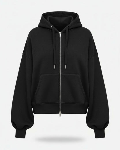 Daan Hoodie - Relaxed Zip in DarkGray - profile front darkgray