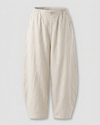 Cadence Trousers - Relaxed Wide-Leg Linen in Optic linen - profile front
