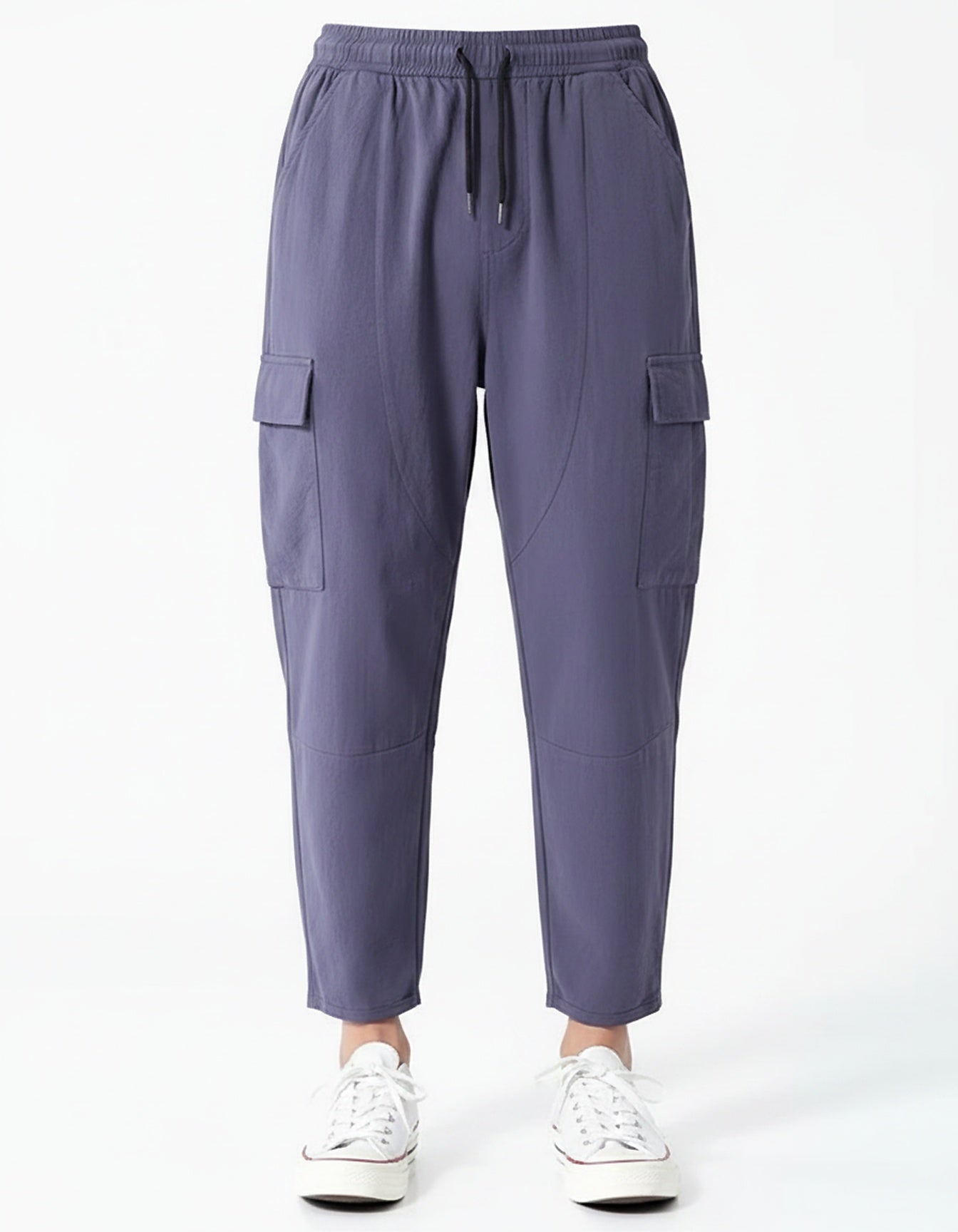 Uran Trousers - Relaxed Cotton in blue gray - profile front