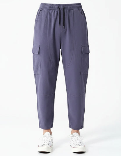 Uran Trousers - Relaxed Cotton in blue gray - profile front