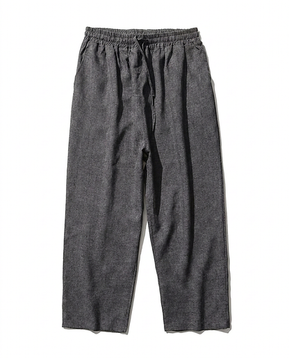 Onyx Trousers - Relaxed Linen in Dark Grey - profile front dark grey
