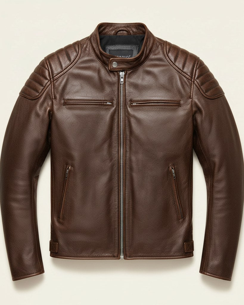 Marc Jacket - Faux Leather in Do Old  Brown - profile front do old brown