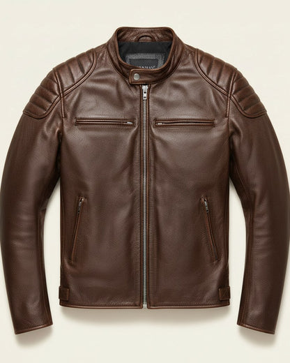 Marc Jacket - Faux Leather in Do Old  Brown - profile front do old brown