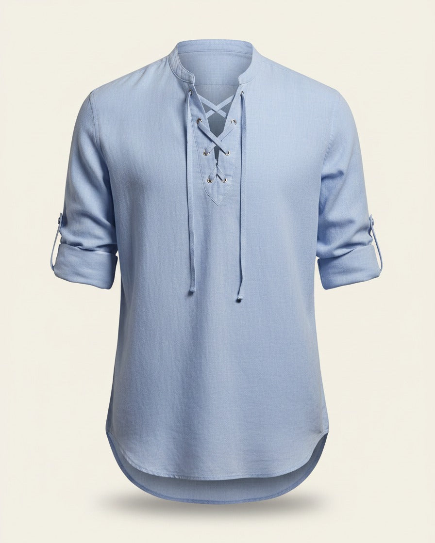 Kael Shirt - Linen in light blue - profile front