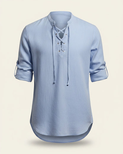 Kael Shirt - Linen in light blue - profile front