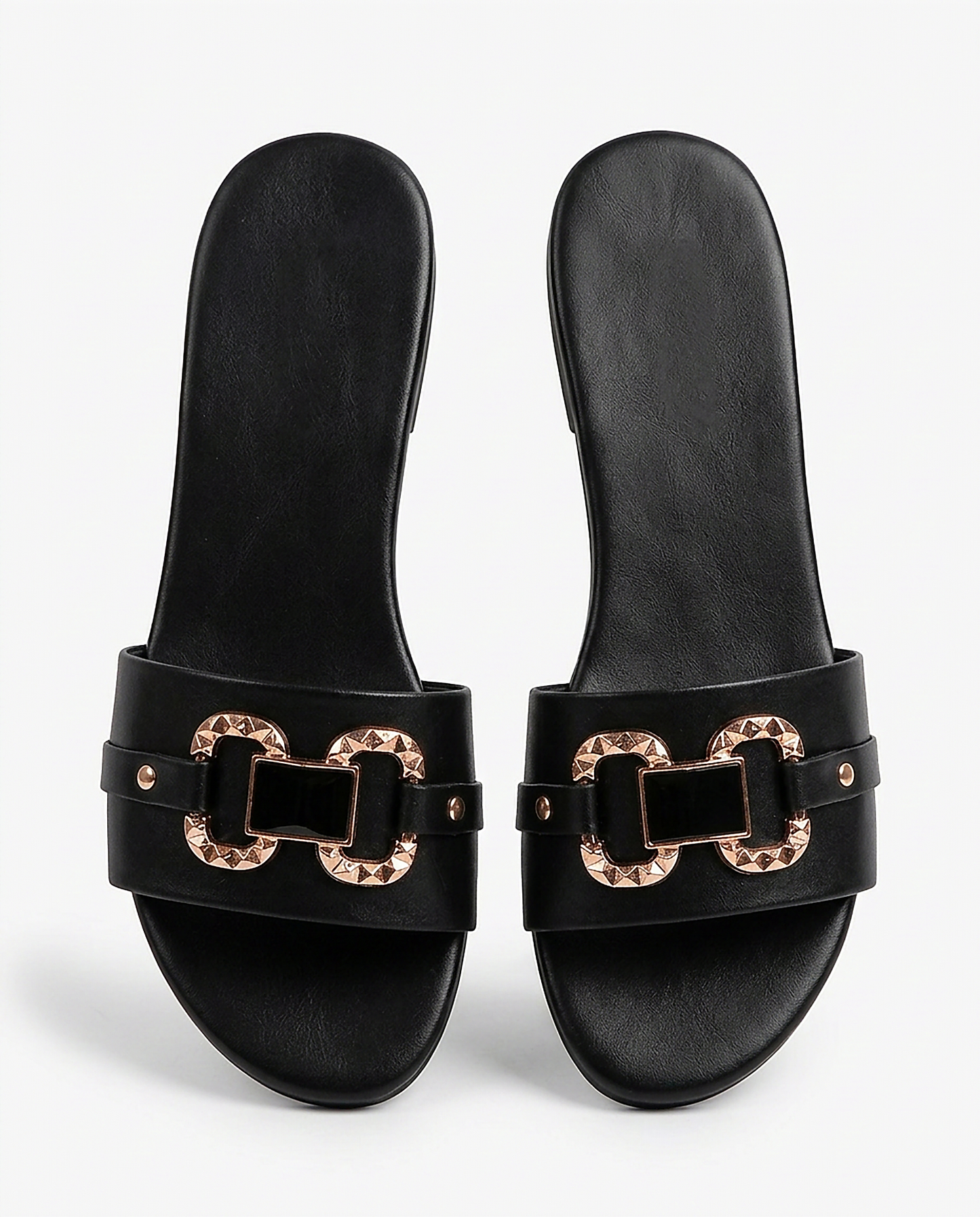 Edith Sandals - Round-Toe Leather in black - profile front black