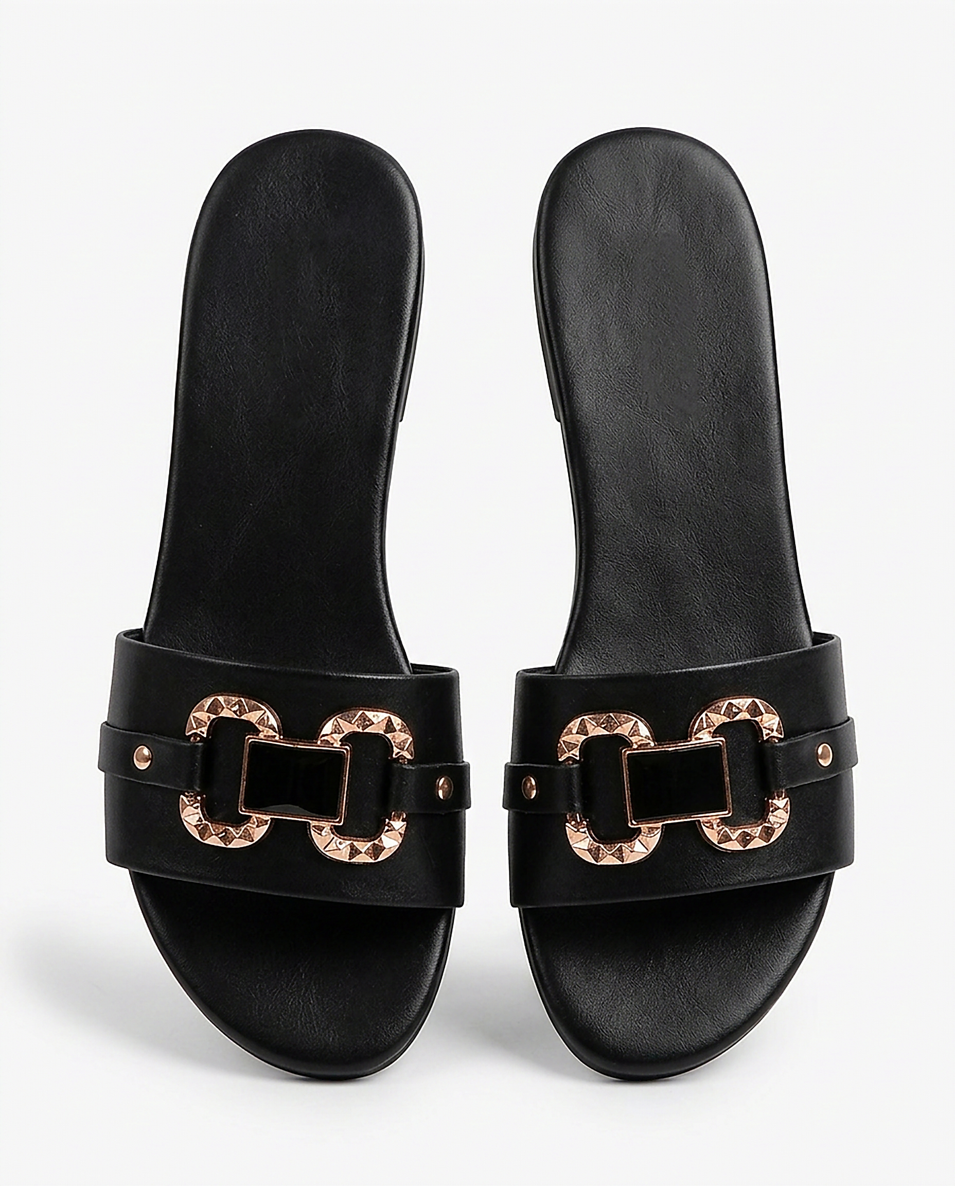Edith Sandals - Round-Toe Leather in black - profile front black