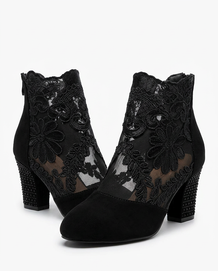 Dael Boots - Block-Heel Leather in Black