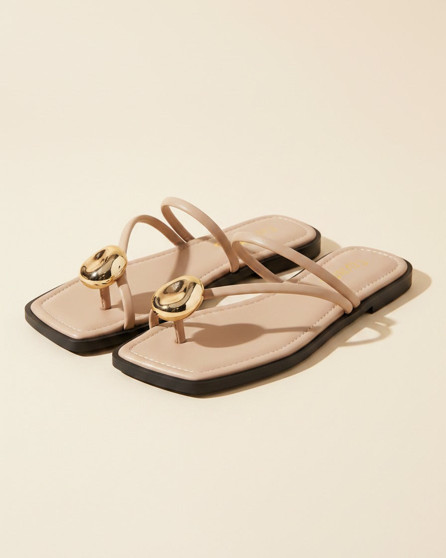 Fael Sandals - Square-Toe in Beige - profile front