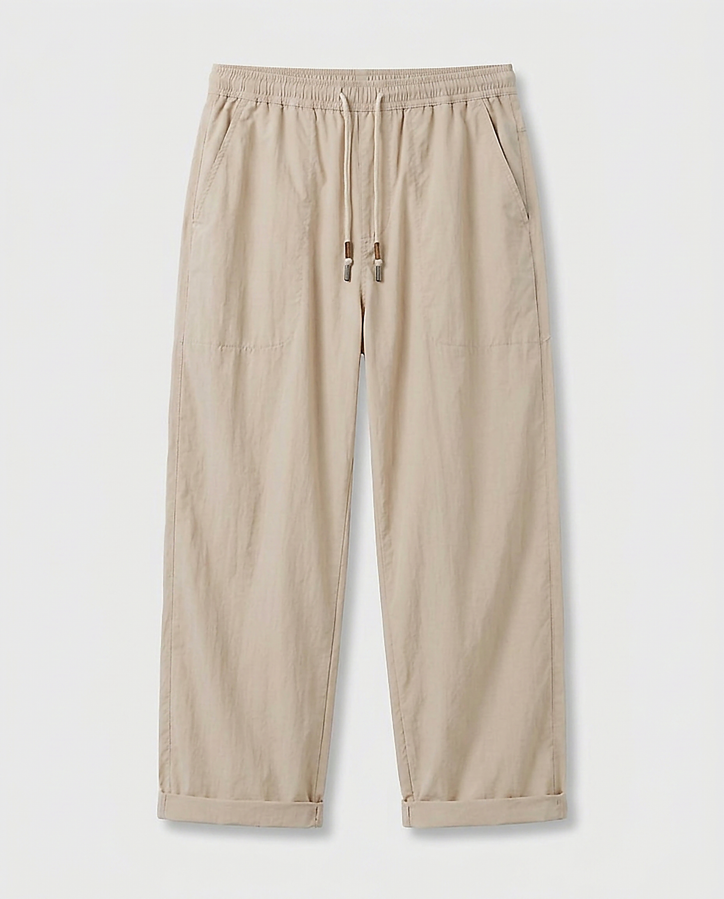 Glen Trousers - Relaxed Wide-Leg Denim in Apricot - profile front apricot