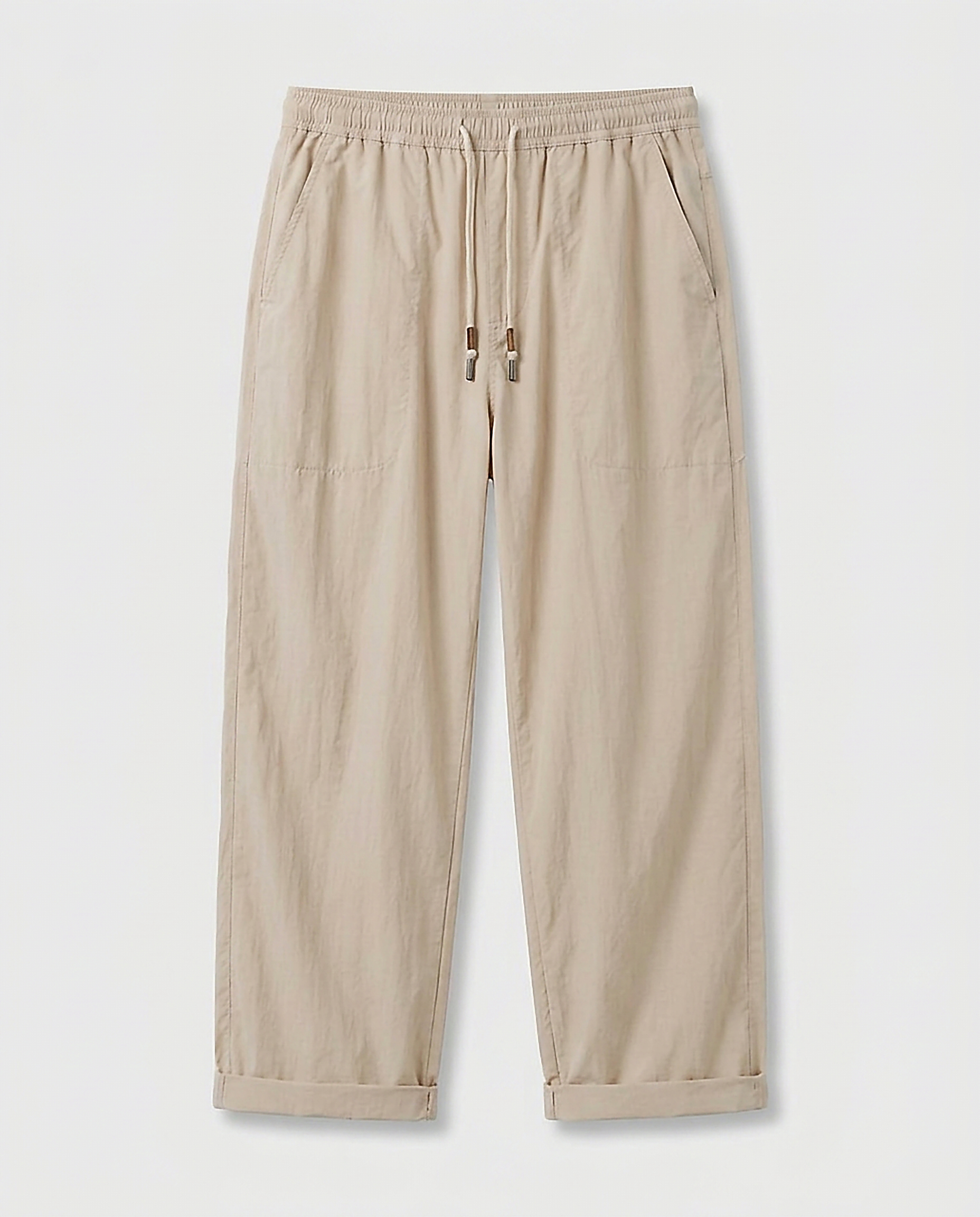 Glen Trousers - Relaxed Wide-Leg Denim in Apricot - profile front apricot