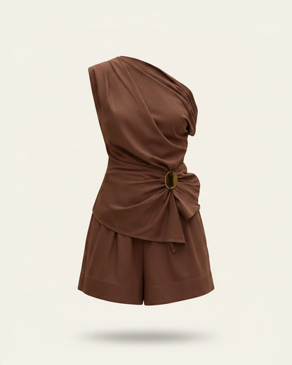 Qael Jacket - High-Waist Cotton in Brown - profile front