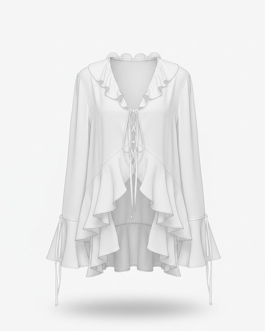 Brae Blouse in White - profile front