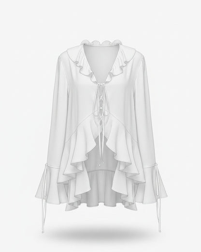 Brae Blouse in White - profile front