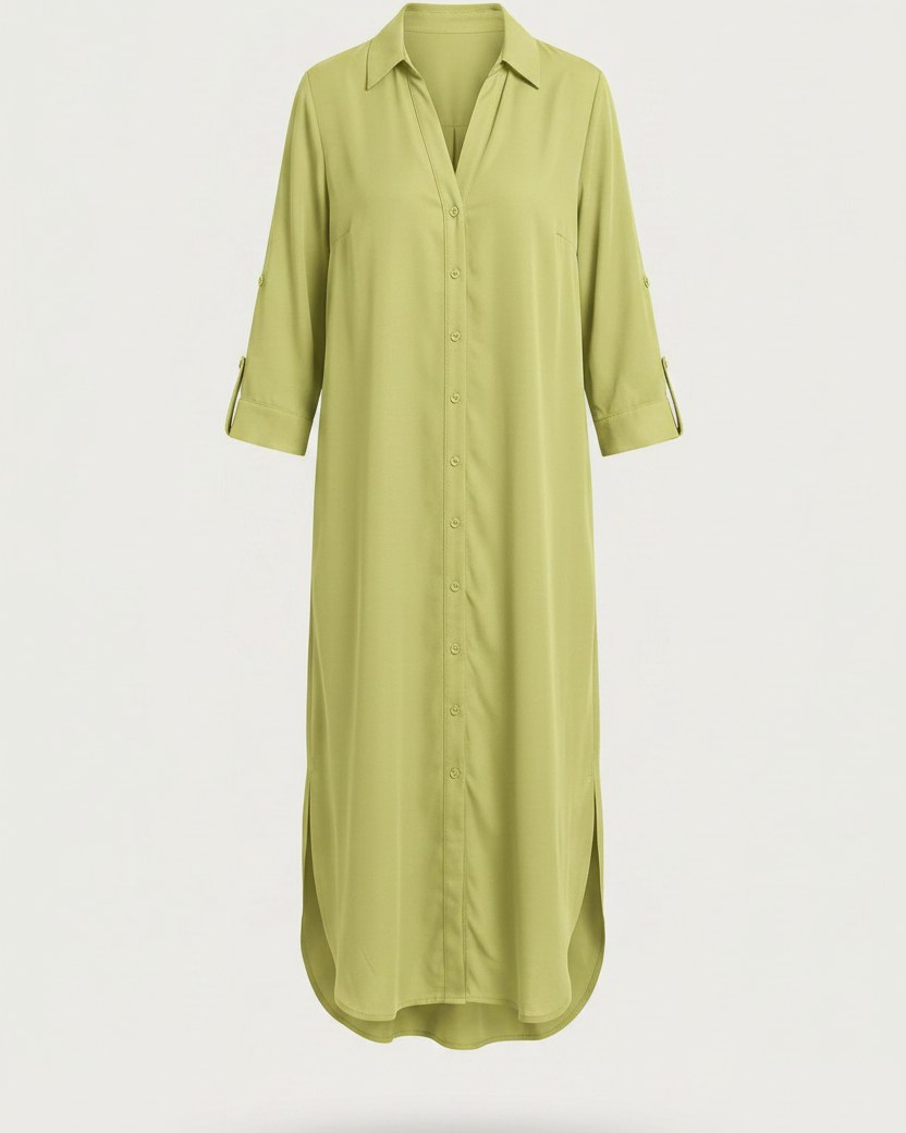 Aster Dress - Relaxed in Geel - profile front geel