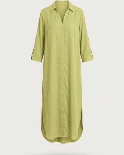Aster Dress - Relaxed in Geel - profile front geel