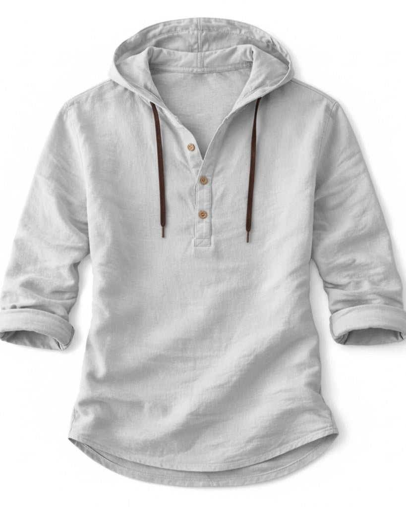 Ivo Shirt - Relaxed Linen in Gray - profile front gray