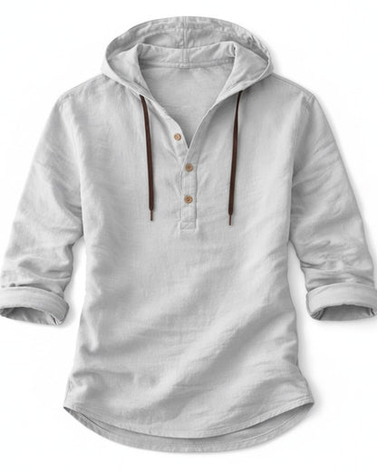 Ivo Shirt - Relaxed Linen in Gray - profile front gray