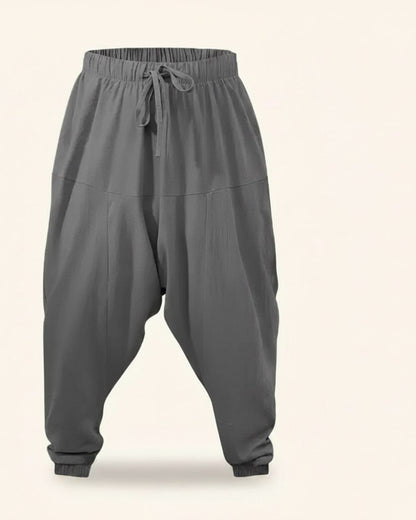 Mael Trousers - Relaxed Linen in Gray - profile front gray