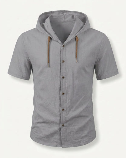 Daan Shirt - Relaxed Linen in Gray - profile front gray