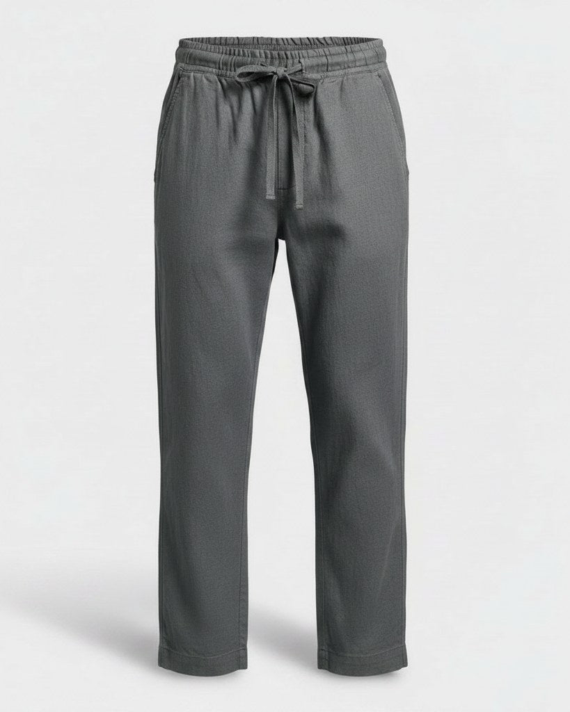 Lars Trousers - Relaxed Linen in Gray - profile front gray