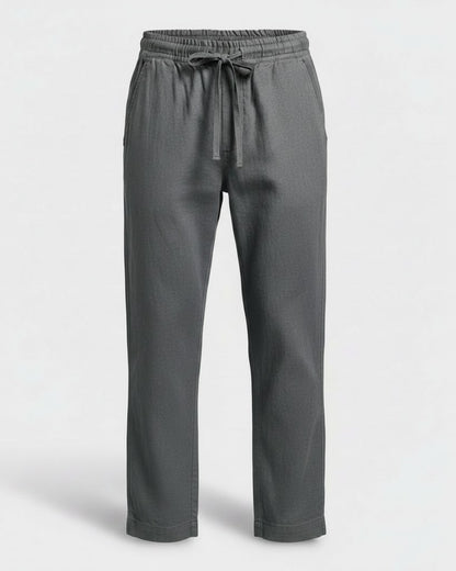 Lars Trousers - Relaxed Linen in Gray - profile front gray