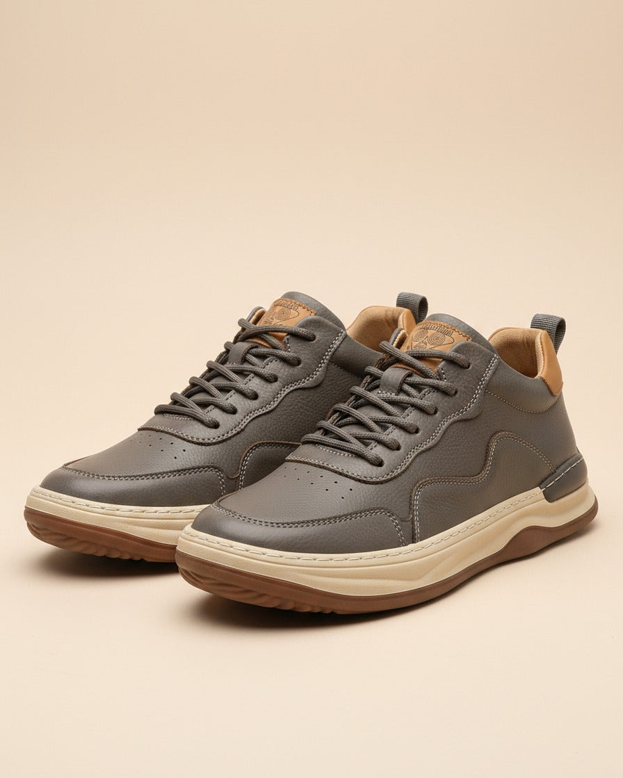 Dael Shoes - Leather in Gray - profile front gray