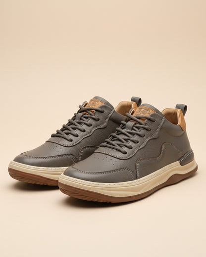 Dael Shoes - Leather in Gray - profile front gray