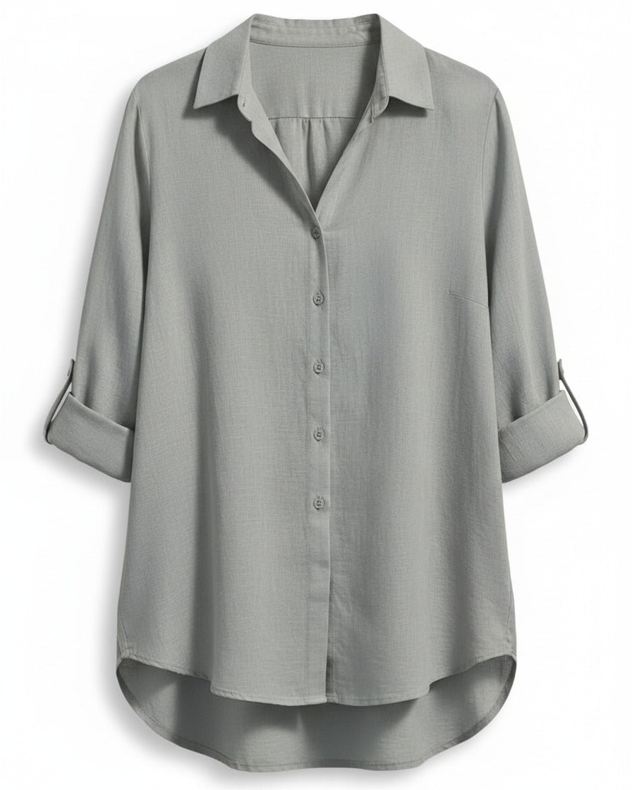 Lior Blouse - Relaxed Linen in Gray - profile front gray