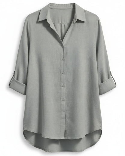 Lior Blouse - Relaxed Linen in Gray - profile front gray