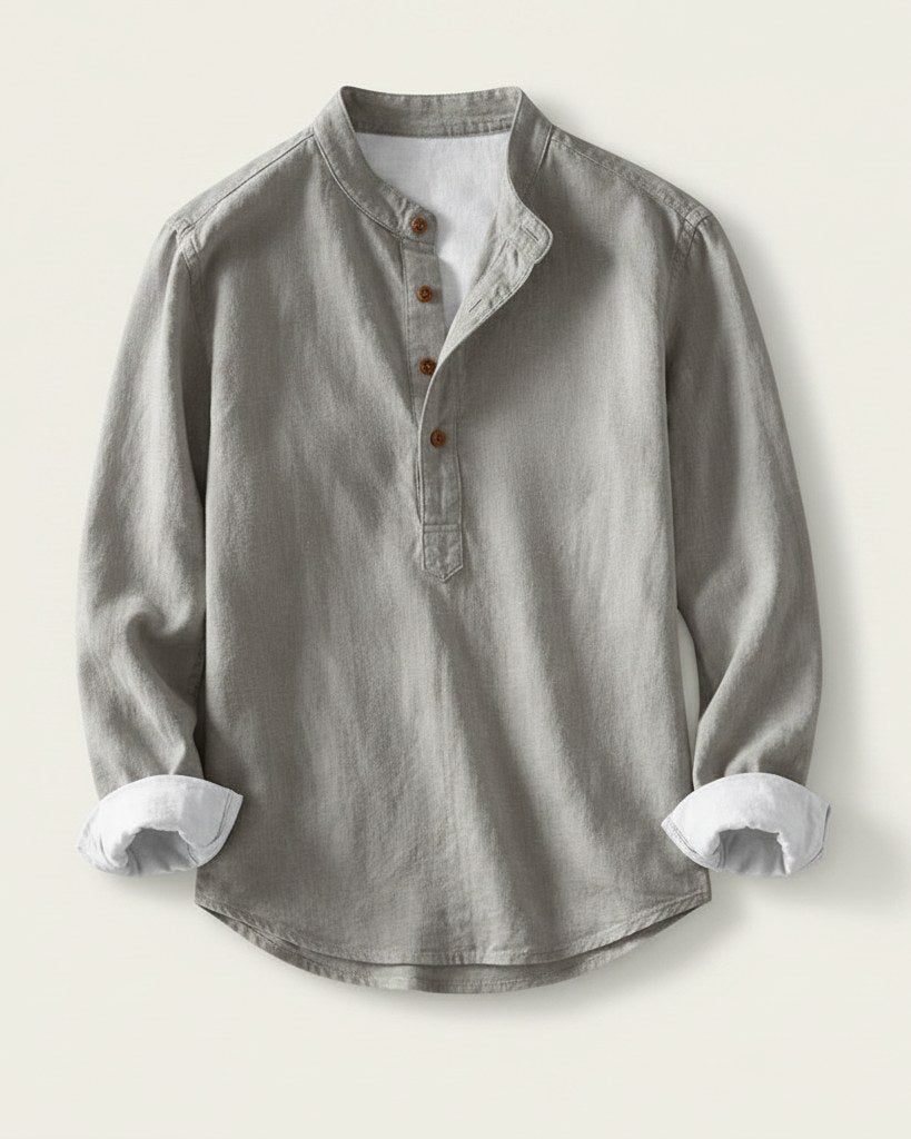 Wren Shirt - Relaxed Linen in Gray - profile front gray